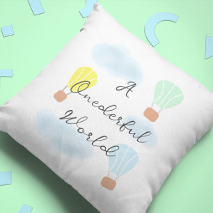 Onederful World Hot Air Balloon 1st Birthday Cushion