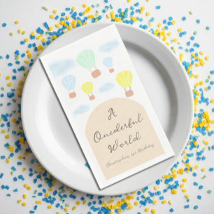 Onederful World Hot Air Balloon 1st Birthday Napkin