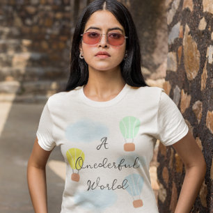 Onederful World Hot Air Balloon 1st Birthday T-Shirt
