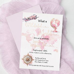 ONEderful world pink travel girl 1st birthday
