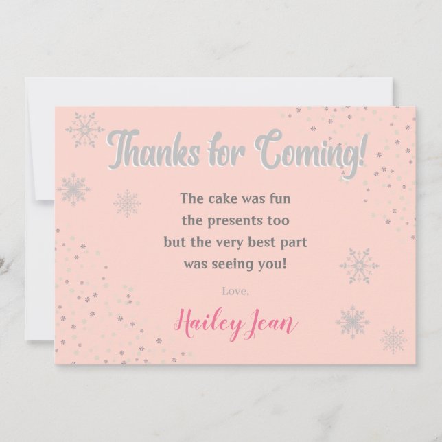 Onederland Girls 1st Birthday Thank You Card (Front)