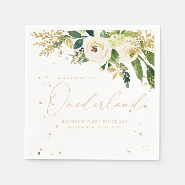 Onederland One First Birthday Napkin (Front)