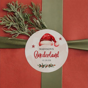 Onederland Santa Hat 1st Birthday Classic Round Sticker