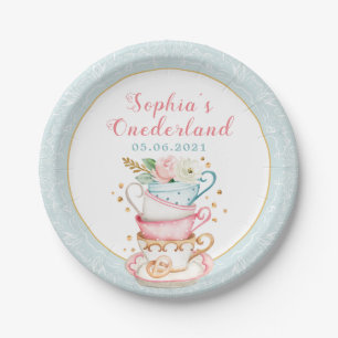 Onederland Tea Party 1st Birthday Paper Plate