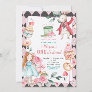 Onederland Tea Party Girl Birthday Invitation