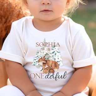 ONEderlful 1st First Birthday Cute Fox Outfit Toddler T-Shirt