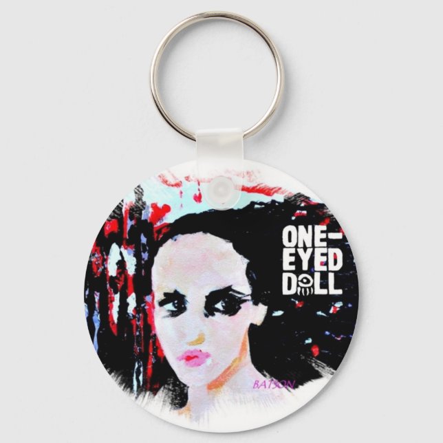 oneeyed doll  painting w logo key ring (Front)