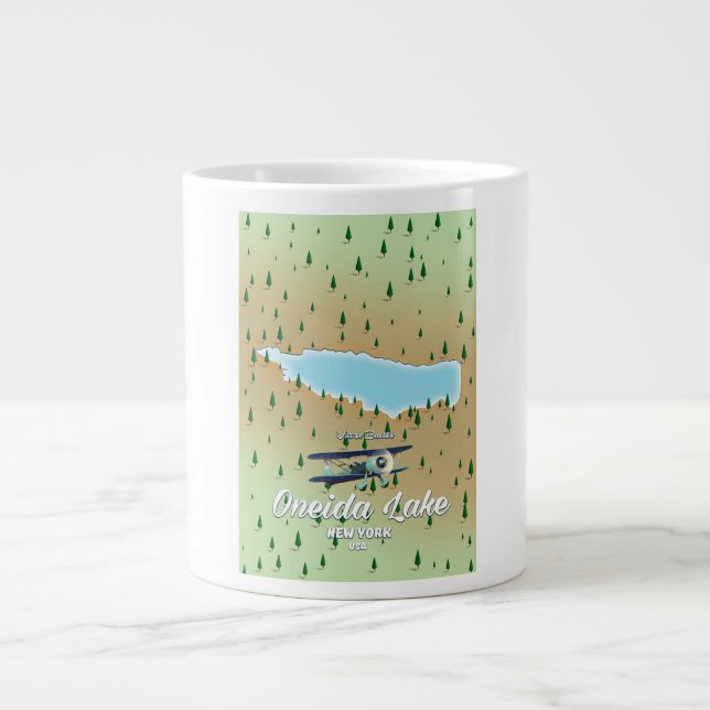 Oneida Lake New York map Large Coffee Mug (Front)