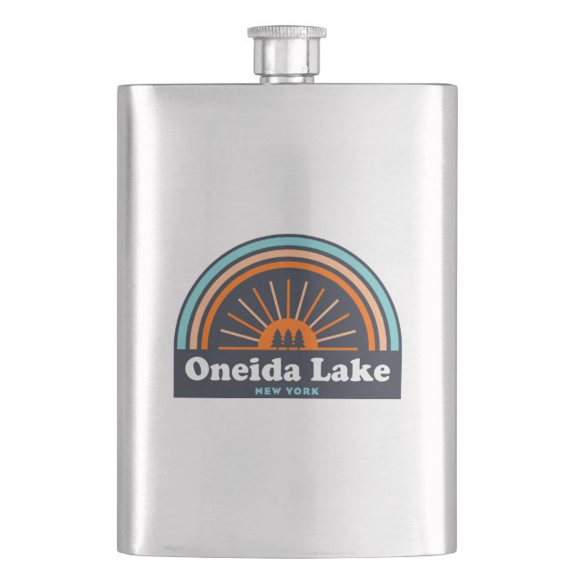 Oneida Lake New York Rainbow Hip Flask (Front)