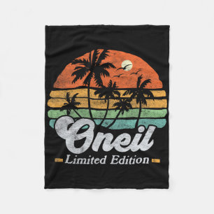 Oneil Surname Funny Retro 90s Birthday Beach Famil Fleece Blanket