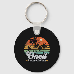 Oneil Surname Funny Retro 90s Birthday Beach Famil Key Ring