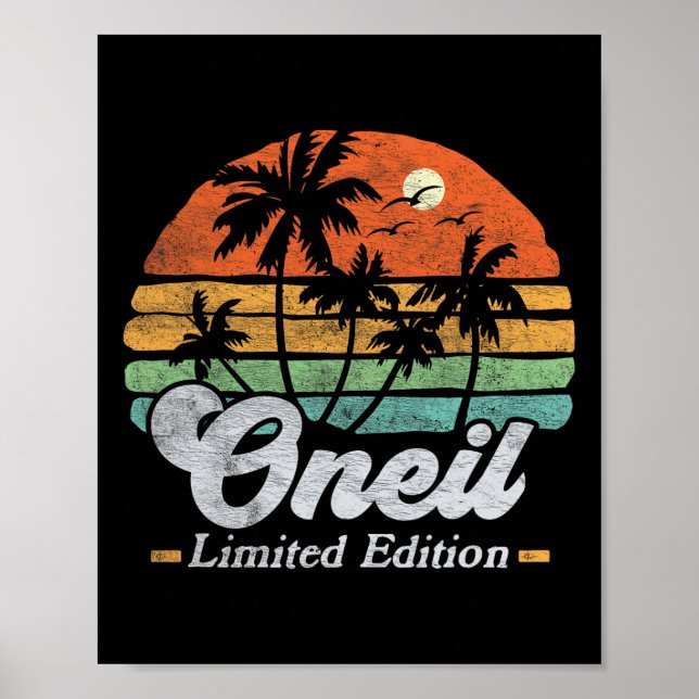 Oneil Surname Funny Retro 90s Birthday Beach Famil Poster (Front)