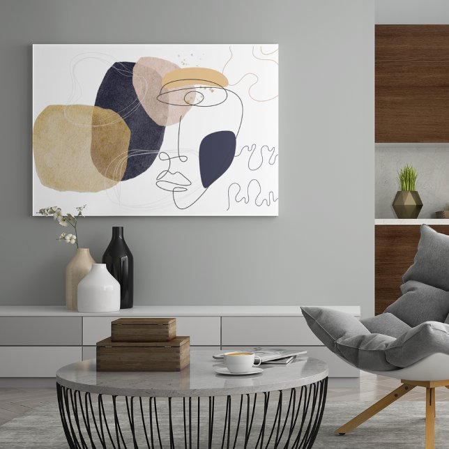 Oneline faceart with arbstract colourful shapes  canvas print (Creator Uploaded)