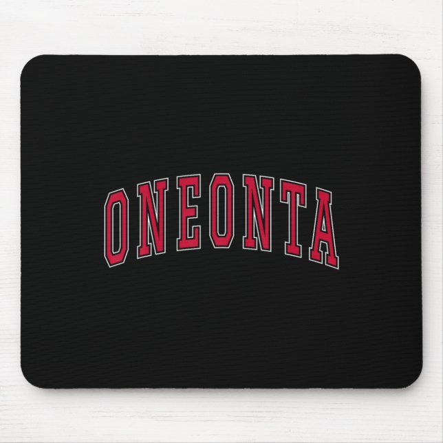 Oneonta New York Souvenir College Style Red Text T Mouse Mat (Front)