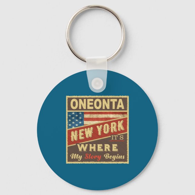 Oneonta Ny Its Where My Story Begins _1  Key Ring (Front)
