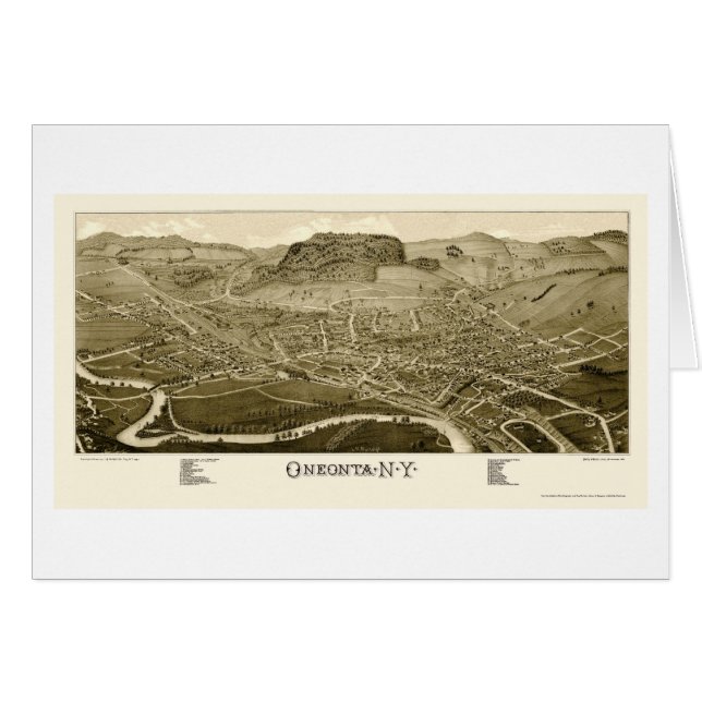 Oneonta, NY Panoramic Map - 1884 (Front Horizontal)