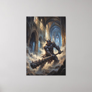 Oni Demon in the Gothic Cathedral Canvas Print