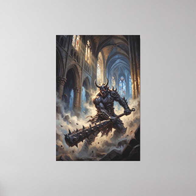 Oni Demon in the Gothic Cathedral Canvas Print (Front)