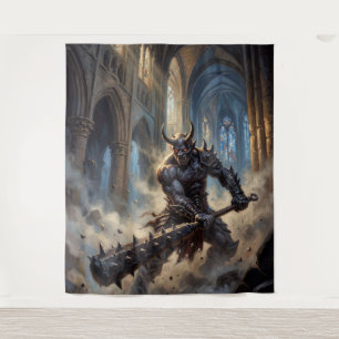 Oni Demon in the Gothic Cathedral Tapestry