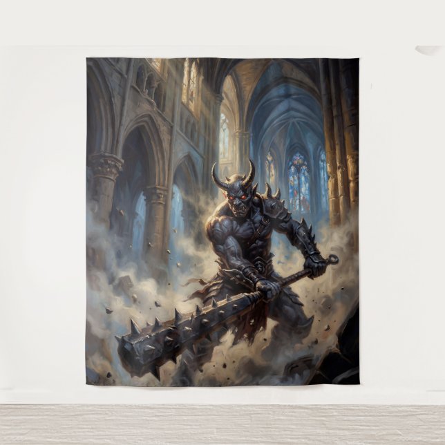 Oni Demon in the Gothic Cathedral Tapestry (Front)