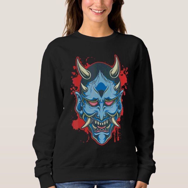 Oni Demon Mask  Japanese Evil Mythical Creature Sweatshirt (Front)