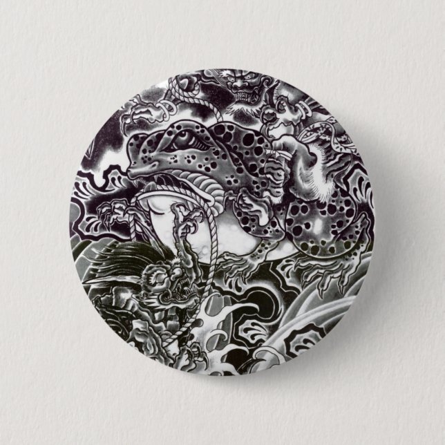 Oni Devils and Toad 6 Cm Round Badge (Front)