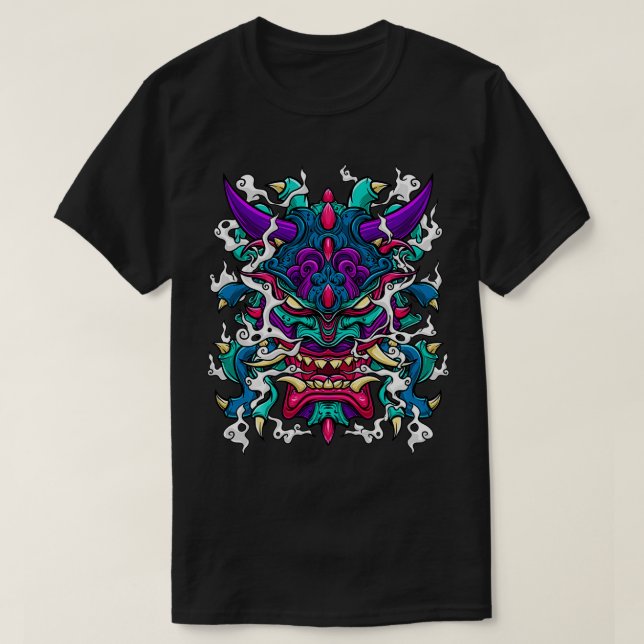 Oni Mask Hannya Demon Evil Japanese  T-Shirt (Design Front)