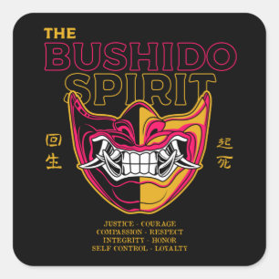 Oni Mask Japanese Culture - The Bushido Spirit Square Sticker