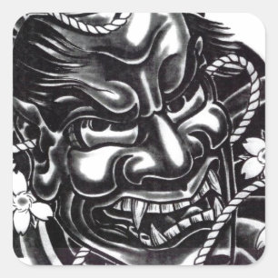 Oni Mask Japanese Design Square Sticker