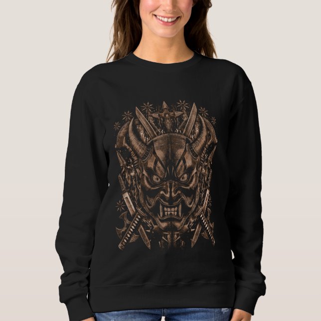 Oni Mask Samurai Warrior - Ronin Ghost Katana Art  Sweatshirt (Front)
