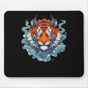 Oni Tiger Tattoo Retro Vintage Sticker Mouse Mat