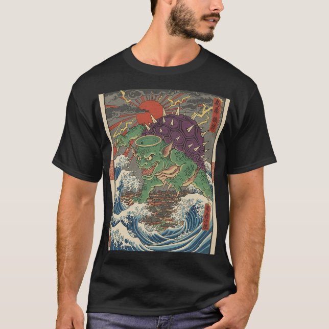 Oni Turtle Rising Sun Ukiyo-e T-Shirt (Front)