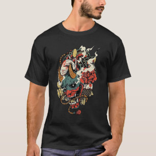 Oni Yokai Mask Angry Demon Japanese Mythology Cult T-Shirt