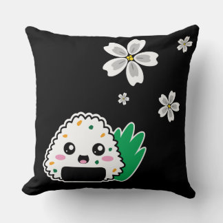 Onigiri and White Sakura Pillow