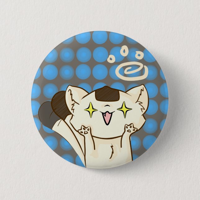 Onigiri Cat Asssault! Button (Brown) (Front)