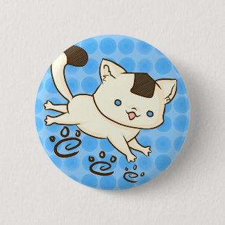 Onigiri Cat Frolic Button (Blue)