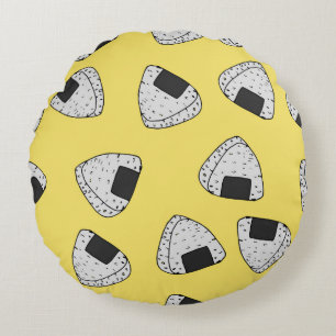 Onigiri (japanese rice ball) background. Seamless Round Cushion