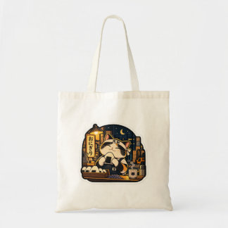 Onigiri Night Shift Cat Tote Bag | Japanese Food C