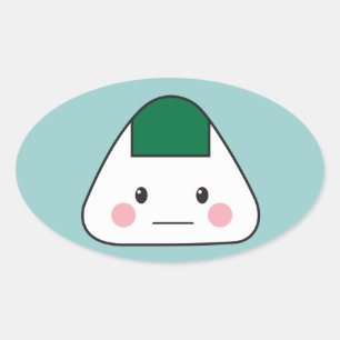 Onigiri omusubi Japanese rice ball seaweed nori Oval Sticker