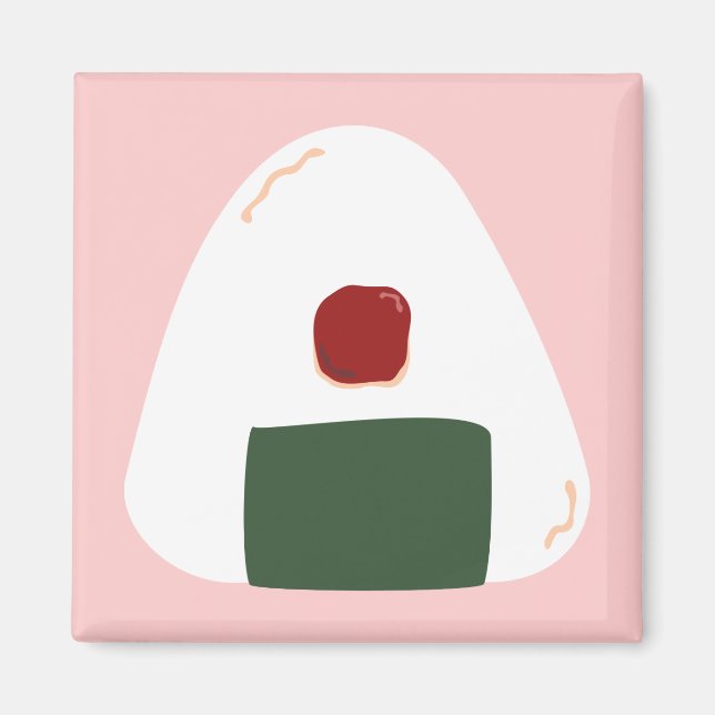 "Onigiri ♥" ~Pink ver.~ Square Magnet (Front)
