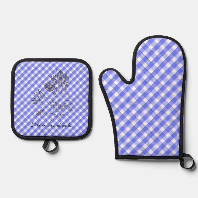  Onion and garlic kitchen yellow beige Oven Mitt & Pot Holder Set (Front)