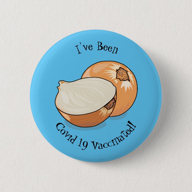 Onion cartoon illustration 6 cm round badge (Front)