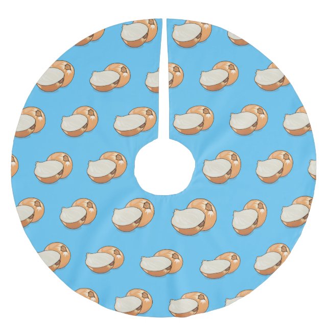 Onion cartoon illustration  brushed polyester tree skirt (Front)