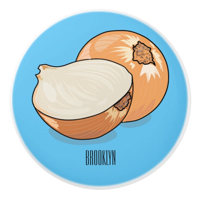 Onion cartoon illustration  ceramic knob (Front)
