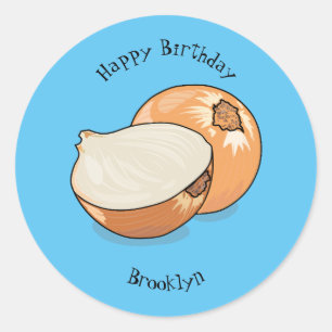 Onion cartoon illustration classic round sticker