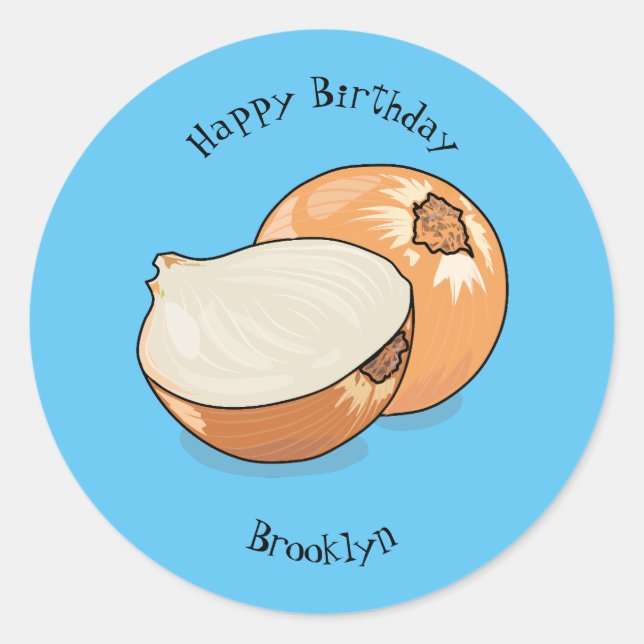 Onion cartoon illustration classic round sticker (Front)