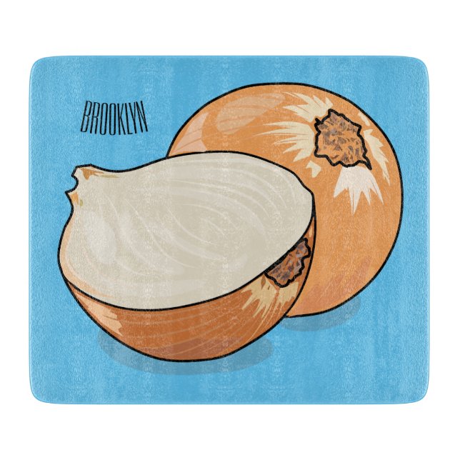 Onion cartoon illustration  cutting board (Front)