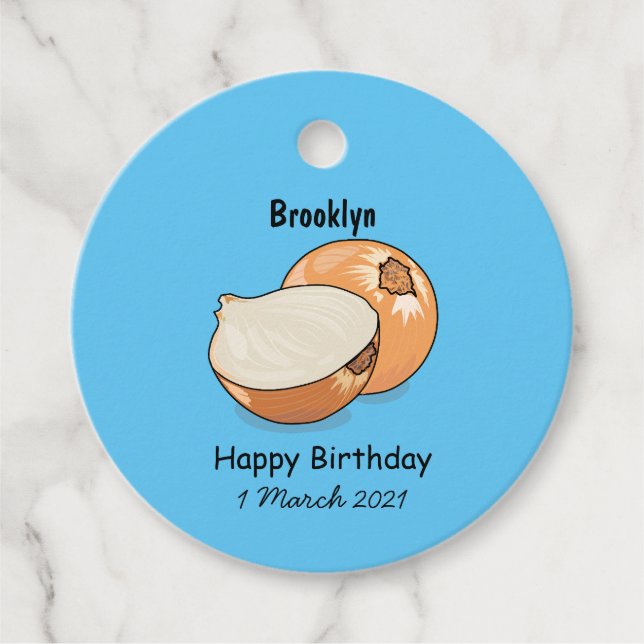 Onion cartoon illustration favour tags (Front)