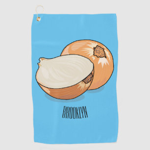 Onion cartoon illustration golf towel