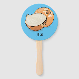 Onion cartoon illustration hand fan